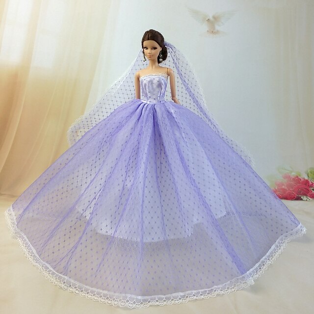 Vestido de boneca Casamento Para Barbie Renda Organza Vestido Para Menina de Boneca de Brinquedo / Infantil