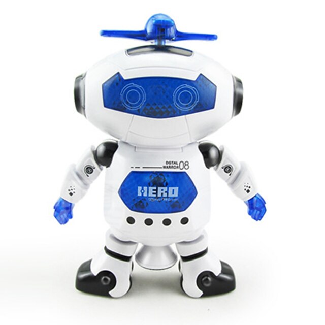  Electrical Robot Dancing Light Up Toy Singing Spinning White/Blue Music Toy