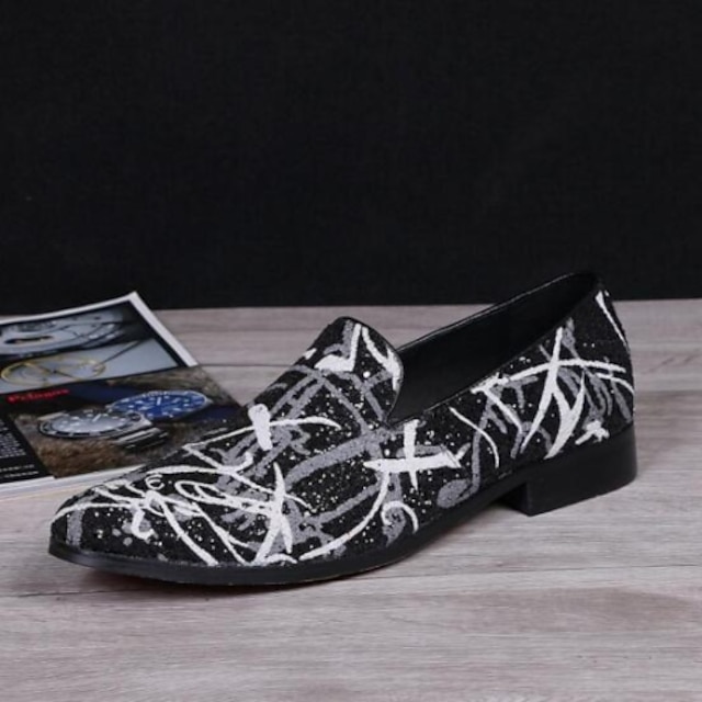  Miehet kengät Nahka Kevät Kesä Syksy Talvi Comfort Uutuus Oxford-kengät Glitterillä Käyttötarkoitus Häät Juhlat Musta