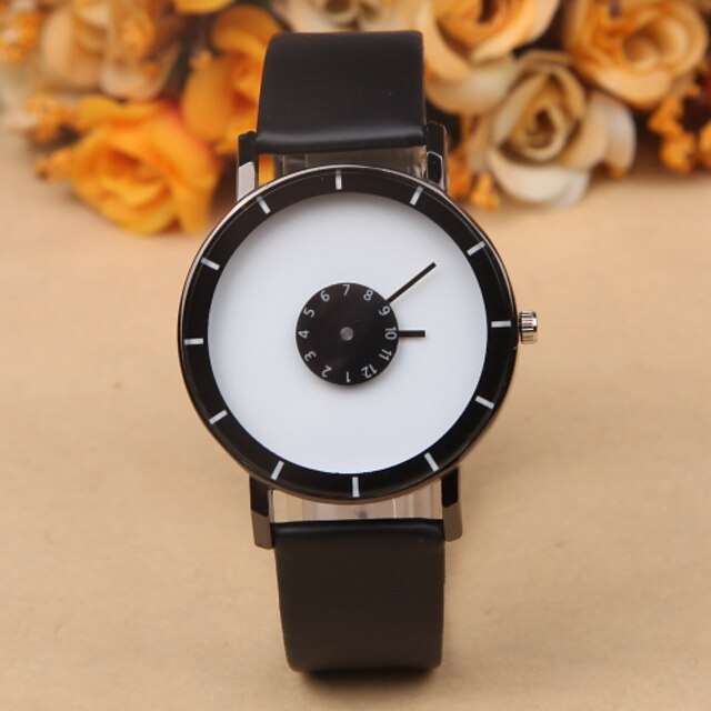  Men's Wrist Watch Quartz Leather Black / White Casual Watch Analog Charm Classic Unique Creative Simple watch - White Black Black / White One Year Battery Life / KC 377A