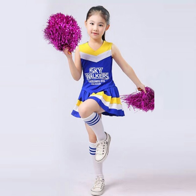  Cheerleader Costumes Top Ruffles Performance Sleeveless High Polyester