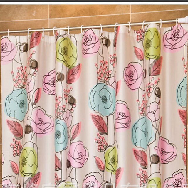  Vogue Thicken Waterproof Colorful Flower Bathroom Shower Curtain PEVA Bath
