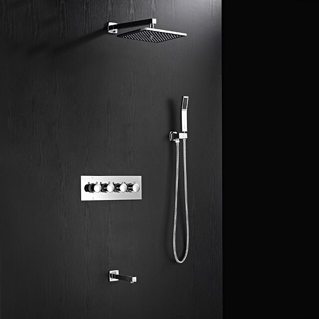  Shower Faucet Set - Handshower Included Rain Shower Contemporary Chrome Wall Mounted Ceramic Valve Bath Shower Mixer Taps / Brass