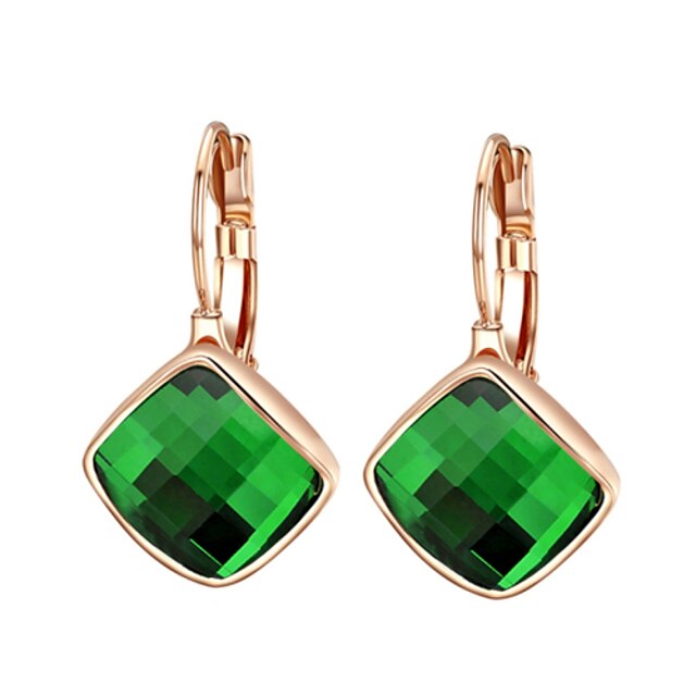  Women's Crystal Drop Earrings Lever Back Earrings Solitaire Emerald Cut Ladies Elizabeth Locke Cubic Zirconia Earrings Jewelry Green / Orange For