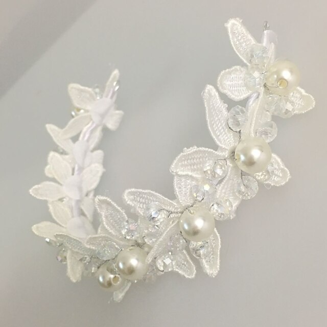  Lace Pearl Alloy Acrylic Headpiece-Wedding Special Occasion Flowers Wreaths 1 Piece