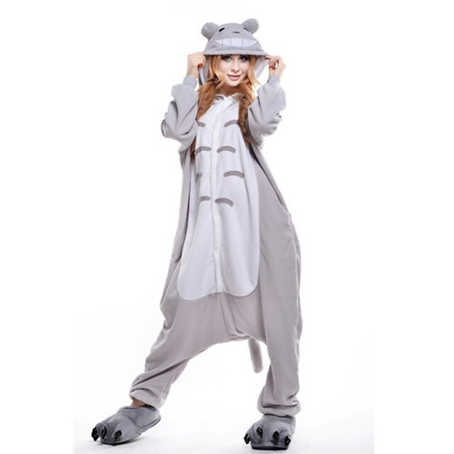  Vuxna Kigurumi-pyjamas Katt Djurmönstrad Onesie-pyjamas Polär Ull Grå Cosplay För Herr och Dam Pyjamas med djur Tecknad serie Festival / helgdag Kostymer / Trikot / Onesie