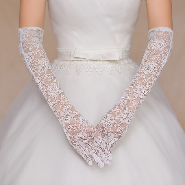  Lace / Cotton Wrist Length / Elbow Length Glove Charm / Stylish / Bridal Gloves With Embroidery / Solid