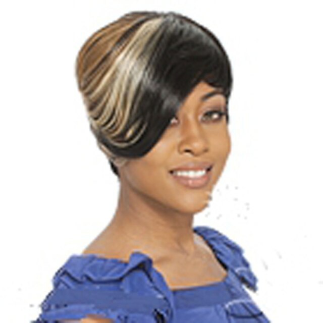  Synteettiset peruukit Suora Suora Peruukki Lyhyt Mixed Color Synteettiset hiukset 8 inch Naisten Monivärinen hairjoy