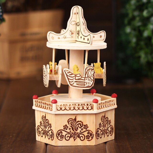  Merry-Go-Round For Elise Music Box Wood Beige