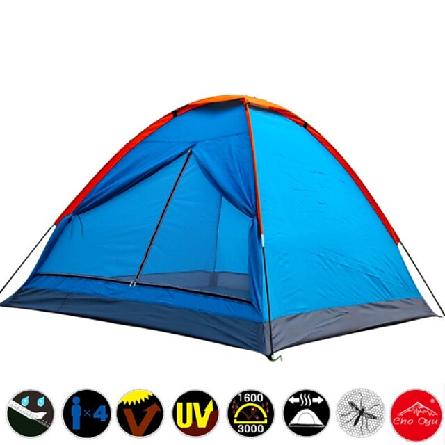  3-4 personer Telt Enkelt camping telt Et Værelse Fugtsikker Vandtæt Hurtigtørrende Ultraviolet Resistent Regn-sikker Støv-sikker