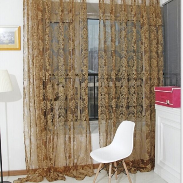  Sheer Curtains Shades Living Room Polyester Flocking