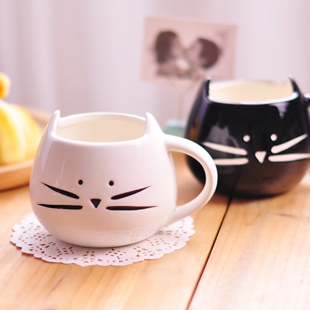  1ks 300ml roztomilý černá a bílá kočka keramiky pohár osobnost jeden šálek venkovské milostné pocity pohár dárky
