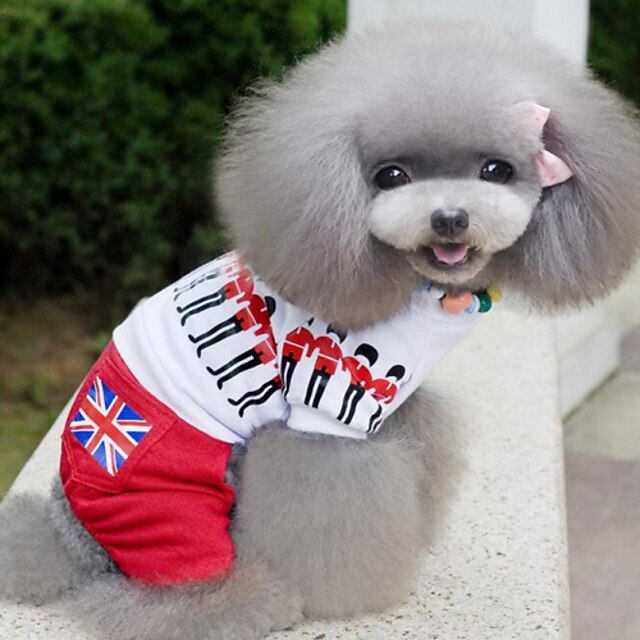  Hund T-shirt Britisk Mode Hundetøj Rød Kostume Bomuld XS S M L XL XXL