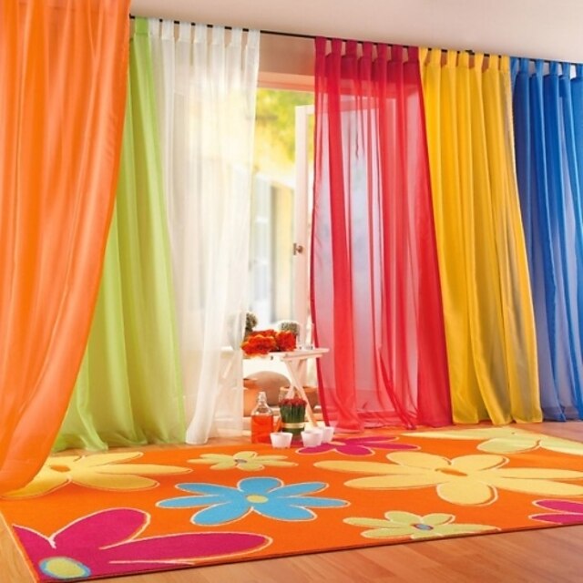  Two Panels Curtain Modern Solid Living Room Polyester Material Sheer Curtains Shades Home Decoration