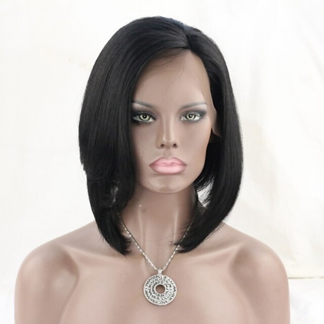  Human Hair Full Lace Lace Front Wig Straight 130% 150% Density 100% Hand Tied African American Wig Natural Hairline Short Medium Women's