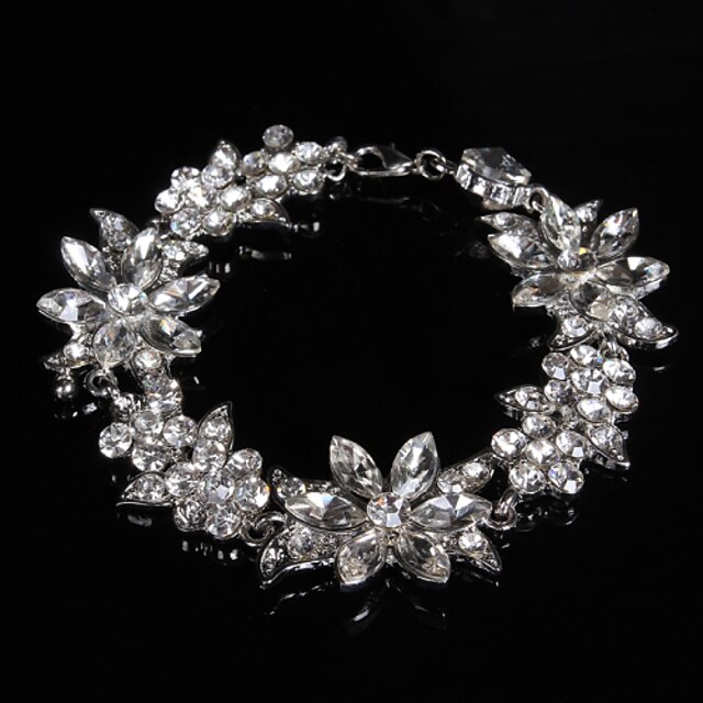  Women's Clear Chain Alloy Bracelet Jewelry Silver For Wedding Party Special Occasion Birthday Engagement
