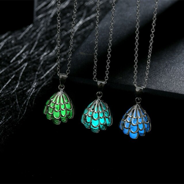  Night Light Emitting Fluorescent Stone Electroplating Ms 925 Silver Pendant Necklace(Color Random)