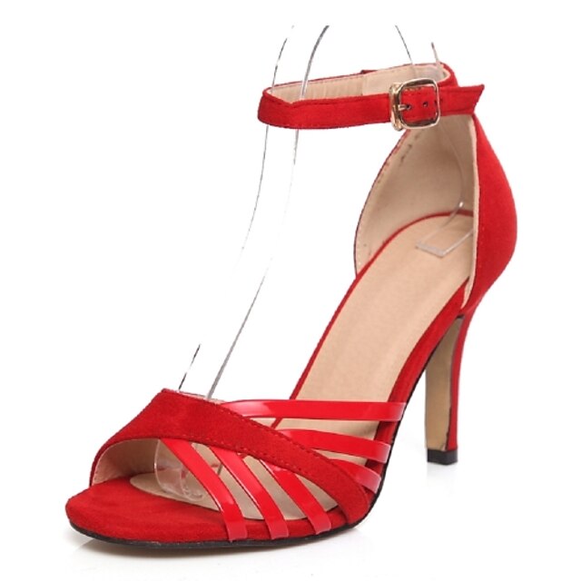  Women's Shoes Stiletto Heel Heels / Peep Toe / Ankle Strap Sandals Wedding / Party & Evening / Dress Black / Blue /Red