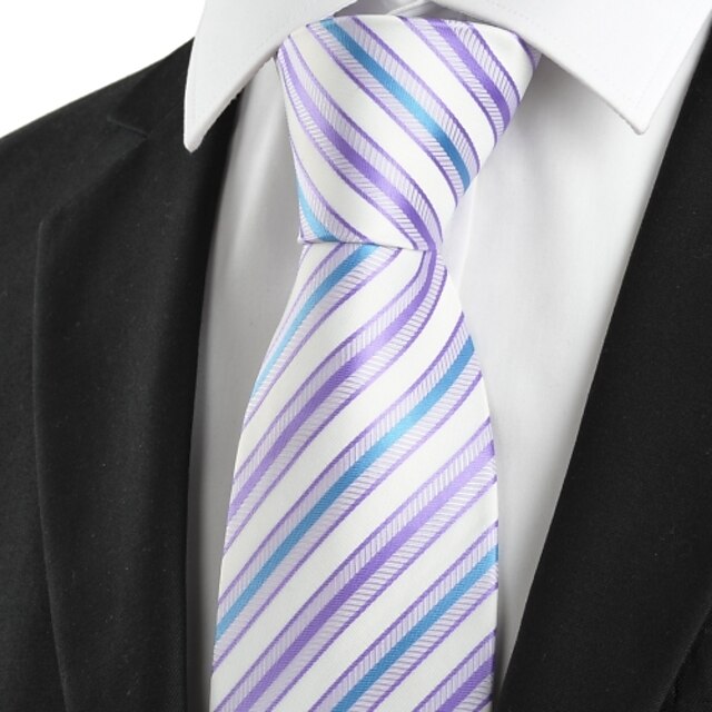  New Striped Blue Lavender Purple Mens Tie Necktie Wedding Party Groom Gift #1013