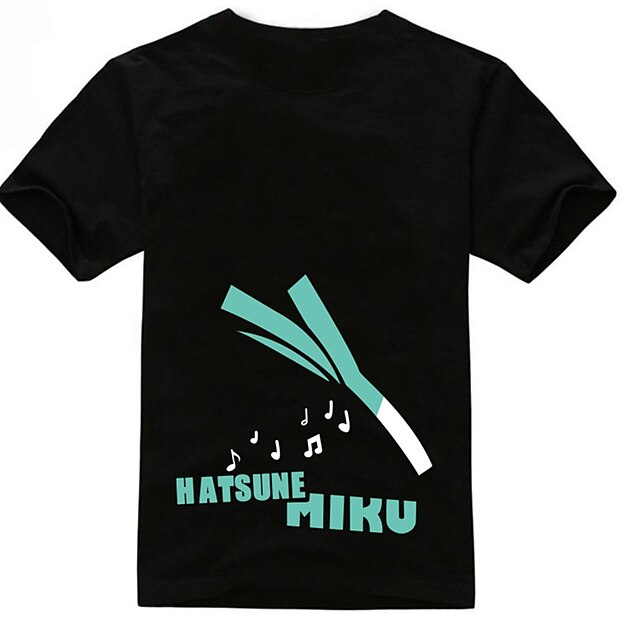  مستوحاة من Vocaloid Hatsune Miku أنيمي أزياء Cosplay تأثيري تي شيرت طباعة كم قصير T-skjorte من أجل للرجال للمرأة