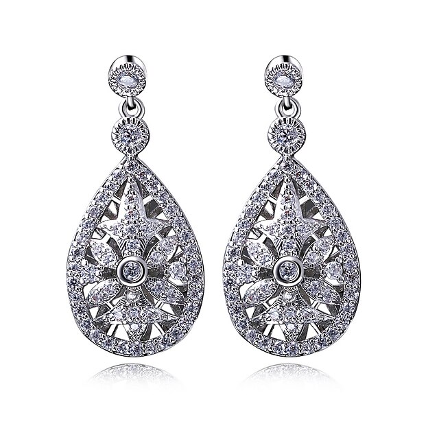  Drop Earrings Bohemian Fashion Zircon Cubic Zirconia Platinum Plated Drop White Jewelry For 2pcs