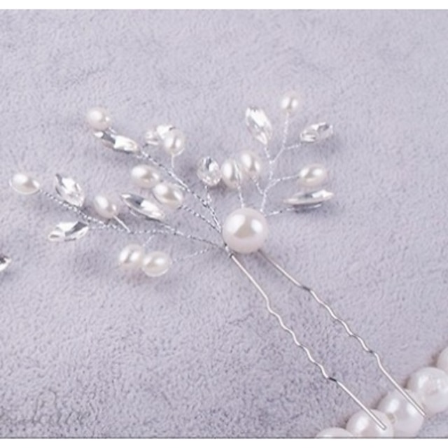  Women's Hairpins For Wedding Party Crystal / Rhinestone Pearl Crystal White