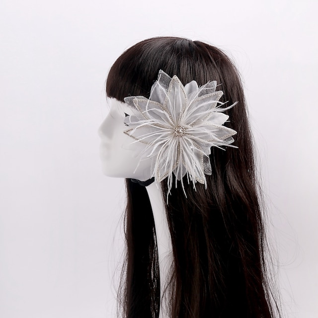  Tulle / Rhinestone / Feather Flowers with 1 Wedding / Special Occasion / Casual Headpiece
