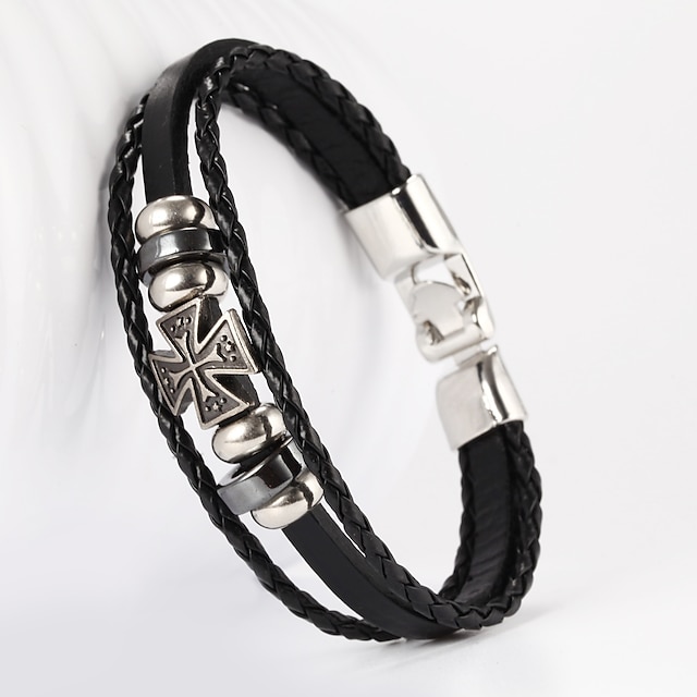  Men's Leather Bracelet Leather Ladies Fashion Bracelet Jewelry Black / Brown For Wedding Daily Casual