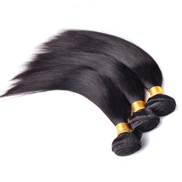  3 Bündel Brasilianisches Haar Glatt Echthaar 100 g Menschenhaar spinnt Menschliches Haar Webarten Haarverlängerungen / 8A / Gerade
