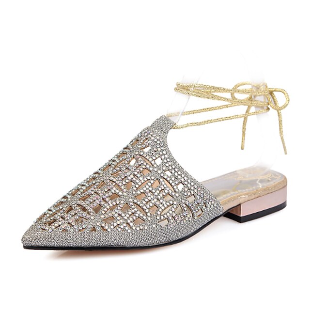  Women's Shoes Synthetic Flat Heel Comfort / Pointed Toe Sandals Dress / Casual Silver / Gold / Champagne