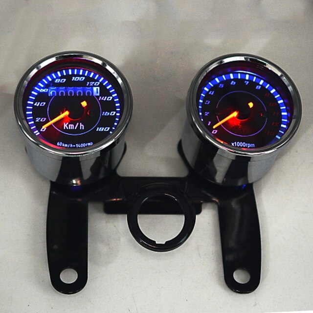  12-24V Motorcycle LED Back Light Odometer + Tachometer Combination