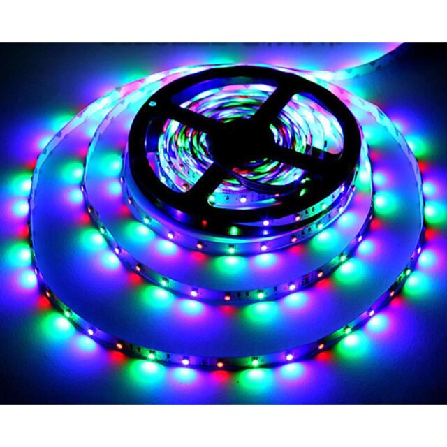  zdm® 5m luzes de tira rgb 300 leds 2835 smd 2835 smd 1pc rgb cuttable party decorativo 12 v / auto-adesivo