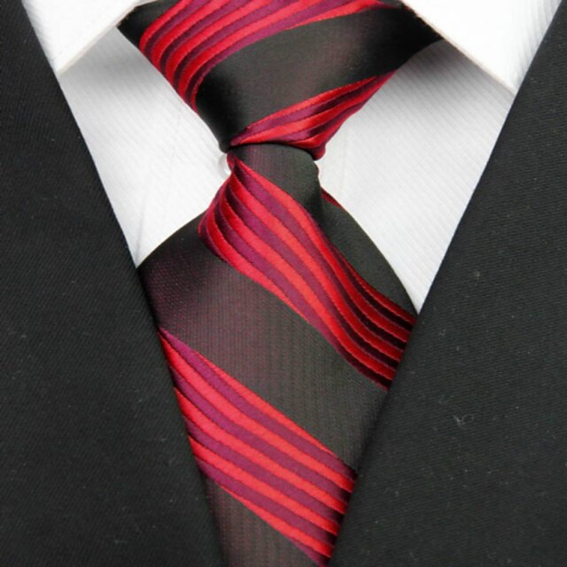  Krawatte(Schwarz / Rot,Polyester)Gestreift