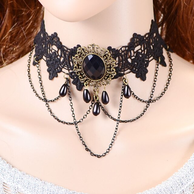  Pentru femei Coliere Choker Torțe Bijuterii Gothic Dantelă Material Textil Negru Coliere Bijuterii Pentru Nuntă Petrecere Zilnic Casual