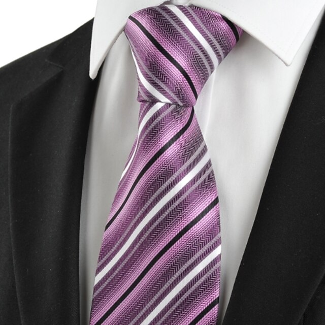  New Striped Purple JACQUARD Men's Tie Necktie Wedding Party Holiday Gift #1015