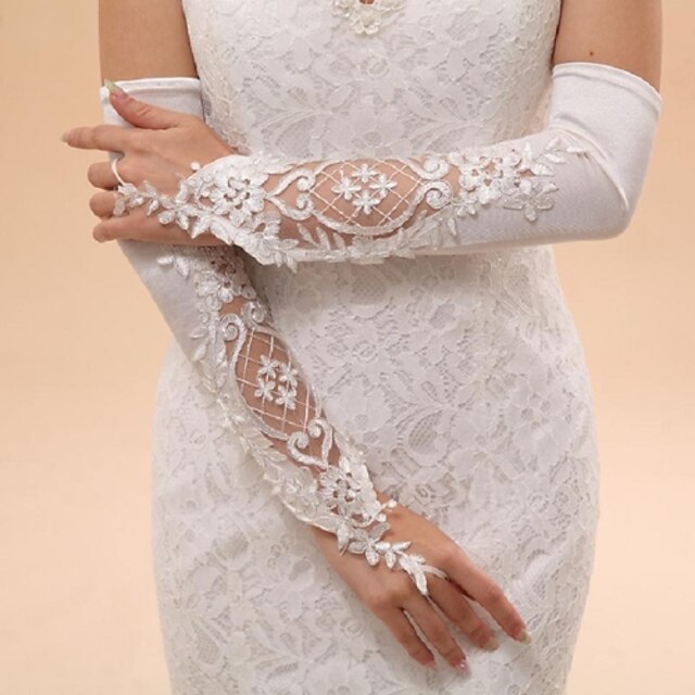  Opera Length Fingerless Glove Tulle Bridal Gloves Party/ Evening Gloves Spring Summer Fall Winter Embroidery lace