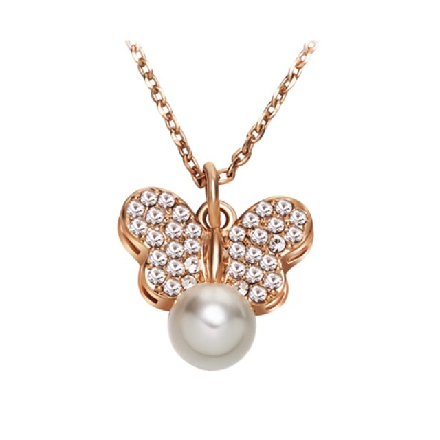  Men's Women's Crystal Pendant Necklace Pearl Necklace Butterfly Animal Party Work Casual Fashion Pearl Crystal Imitation Pearl Golden Silver Necklace Jewelry For Wedding Party Daily Casual