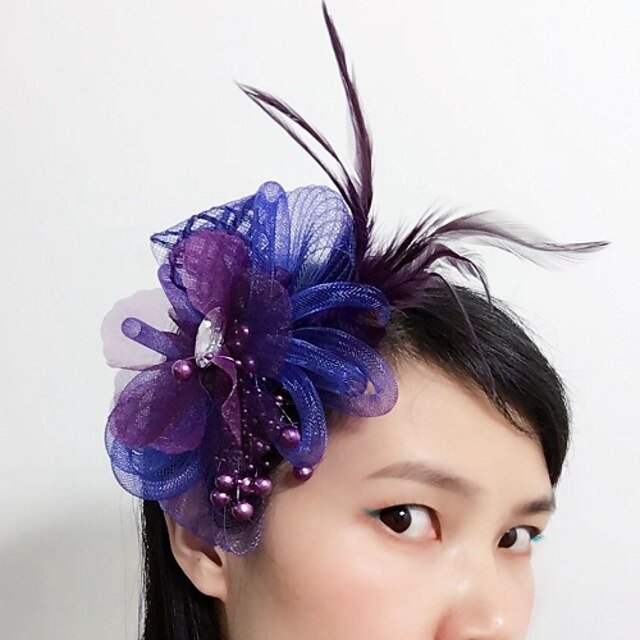  Women's Tulle Feather Net Headpiece-Wedding Special Occasion Fascinators