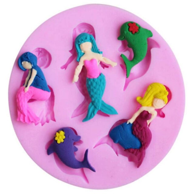  Mermaid Sea Daughter Dolphin Silicone Cake Mold Chocolate Kitchen Bakeware