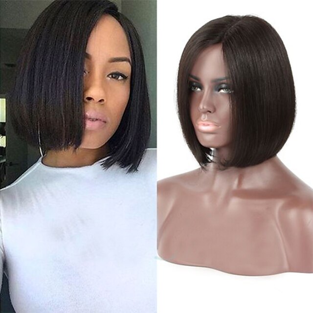 Human Hair Glueless Full Lace / Glueless Lace Front / Full Lace Wig Straight Wig 130% Natural Hairline / African American Wig / 100% Hand Tied Women's Short / Medium Length Human Hair Lace Wig