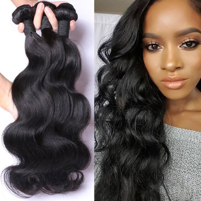  3 zestawy Włosy malezyjskie Body wave Włosy virgin Fale w naturalnym kolorze Pakiet włosów Pakiet One Solution 8-28 in Kolor naturalny Ludzkie włosy wyplata Rozbudowa Najwyższa jakość Gorąca wyprzedaż