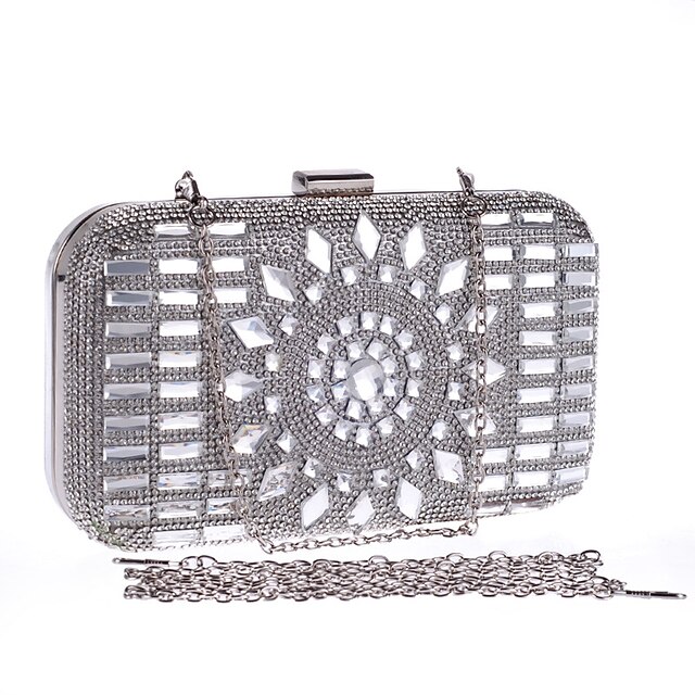  Bags Polyester / Metal Evening Bag Crystals for Event / Party / Formal Gold / Silver / Gray