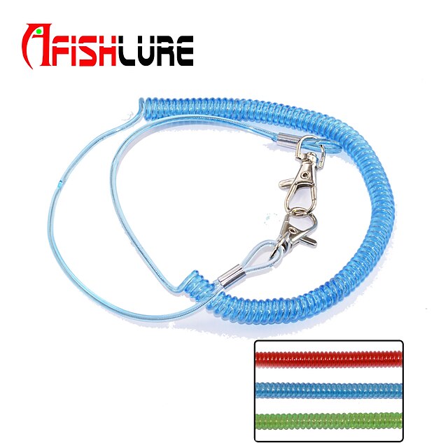  2pcs/lot Afishlure Elastic Plastic Rope Fishing Rope Miss Rope Length 62cm Spring 21cm Elongation 2m Green/Red/Blue
