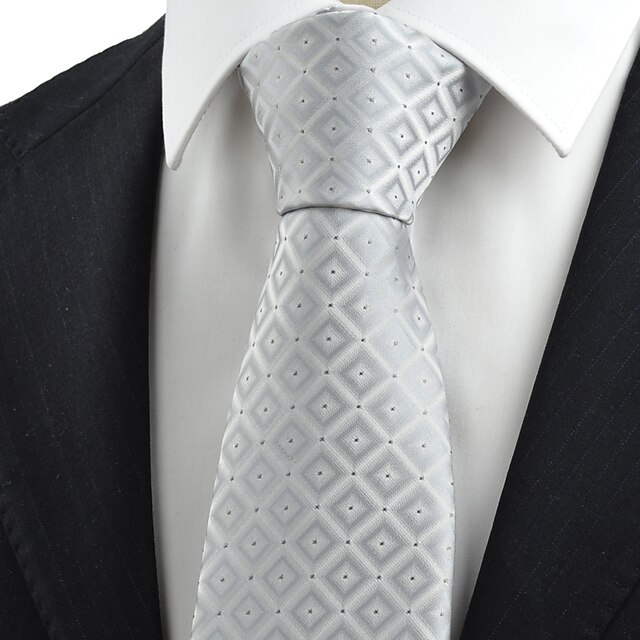 Silver Gradient Checked Men's Tie Formal Suit Necktie Wedding Holiday Gift KT0073