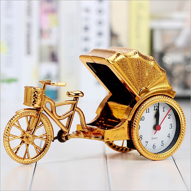  creativa decoración de escritorio de alarma retro rickshaw reloj de la mesilla de plástico