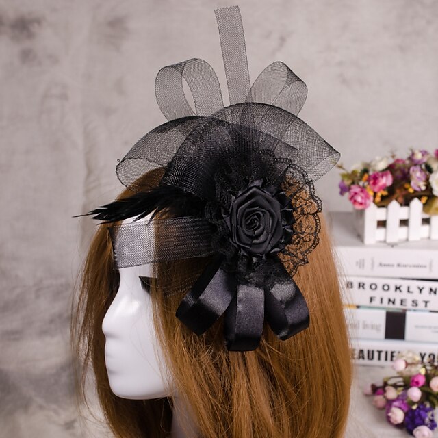  flor de la pluma de la joyería del pelo del sombrero velo fascinator para la fiesta de la boda
