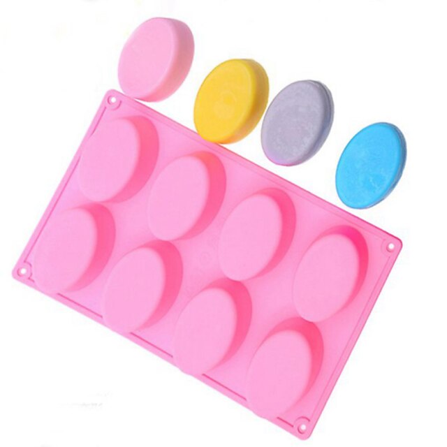  8 Cavity Oval Silicone Cake Mold Chocolate Mould Muffin Soap