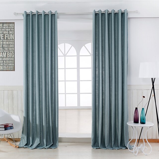  Curtains Drapes Bedroom Solid Colored Linen / Polyester Blend