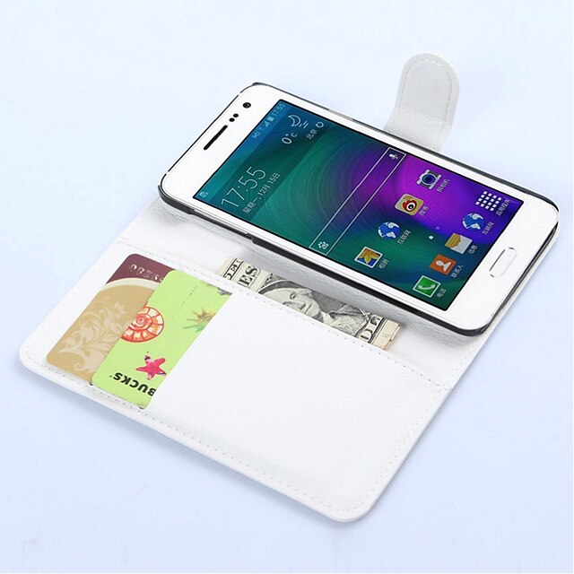  For Samsung Galaxy Case Card Holder / with Stand / Flip / Magnetic Case Full Body Case Solid Color PU Leather Samsung A3