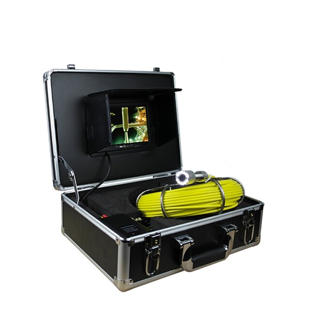  Pipe Inspection System   30m Pipeline Inspection Pipe Wall 7 Inch TFT Monitor Camera with 12 LED Lights 4GB  Card Record